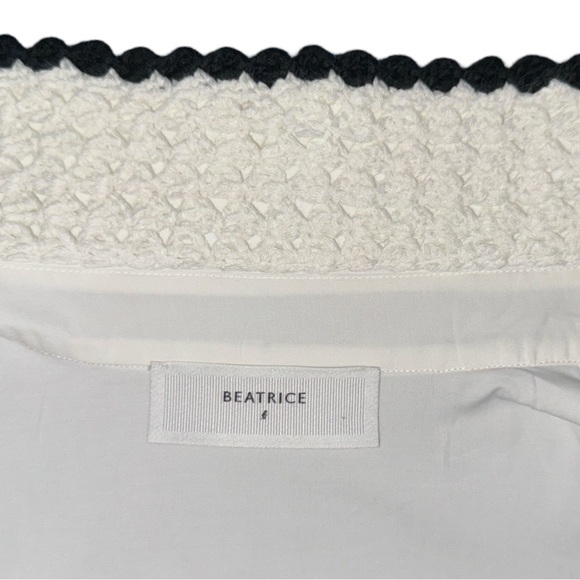 Beatrice .b POPLIN COTTON SHIRT KNITTED COLLAR WHITE Oversized Size US 0 - Picture 6 of 6